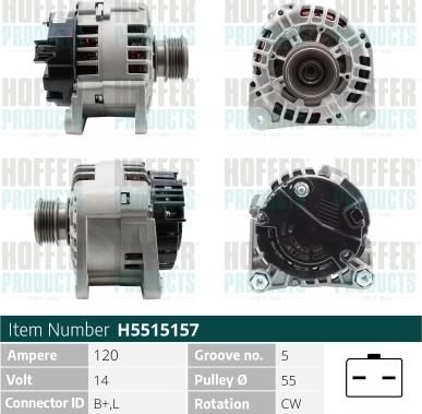 Hoffer H5515157 - Генератор autospares.lv