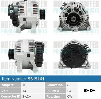 Hoffer H5515161 - Генератор autospares.lv