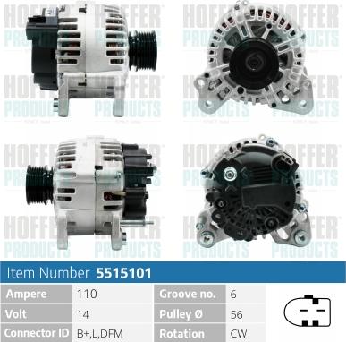 Hoffer H5515101 - Генератор autospares.lv