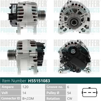 Hoffer H55151083 - Генератор autospares.lv