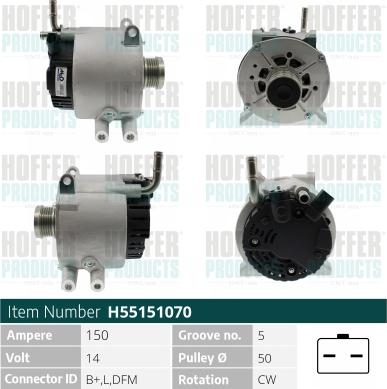 Hoffer H55151070 - Генератор autospares.lv