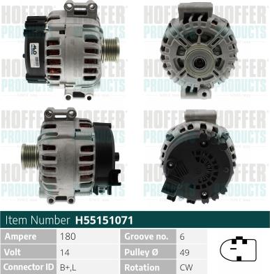 Hoffer H55151071 - Генератор autospares.lv