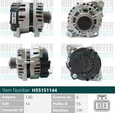 Hoffer H55151144 - Генератор autospares.lv