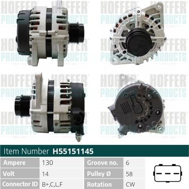 Hoffer H55151145 - Генератор autospares.lv