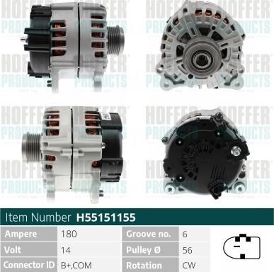 Hoffer H55151155 - Генератор autospares.lv