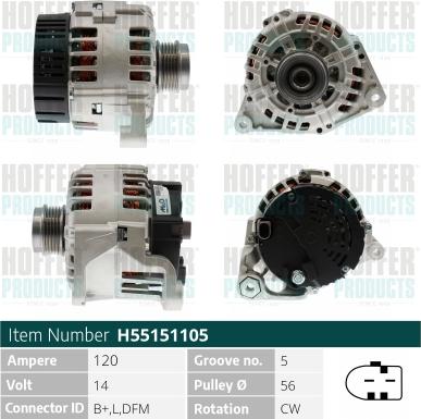 Hoffer H55151105 - Генератор autospares.lv