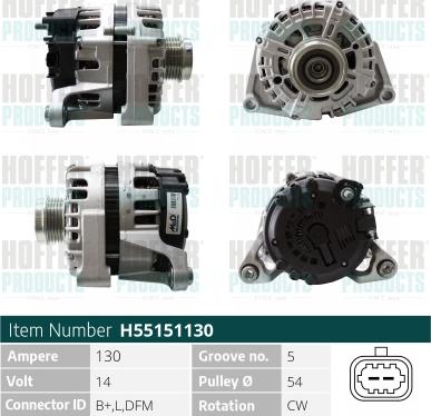 Hoffer H55151130 - Генератор autospares.lv