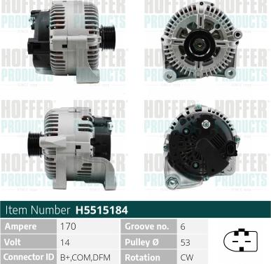 Hoffer H5515184 - Генератор autospares.lv