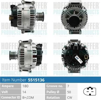 Hoffer H5515136P - Генератор autospares.lv