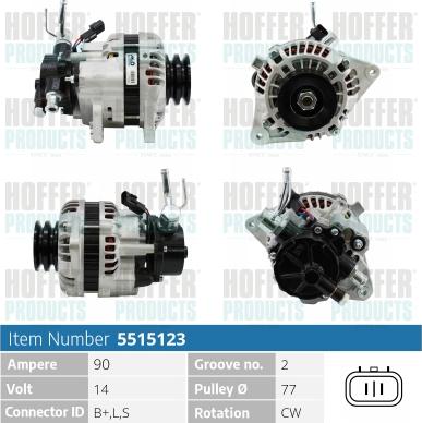 Hoffer H5515123 - Генератор autospares.lv