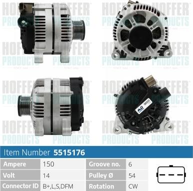 Hoffer H5515176 - Генератор autospares.lv