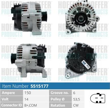 Hoffer H5515177 - Генератор autospares.lv