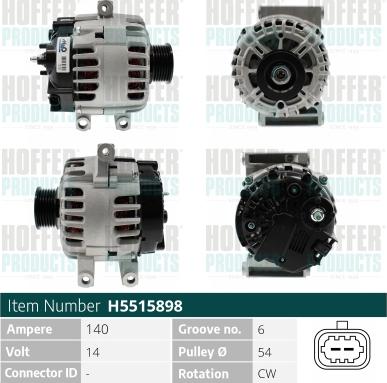 Hoffer H5515898 - Генератор autospares.lv