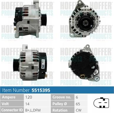 Hoffer H5515395 - Генератор autospares.lv