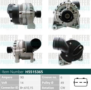 Hoffer H5515365 - Генератор autospares.lv