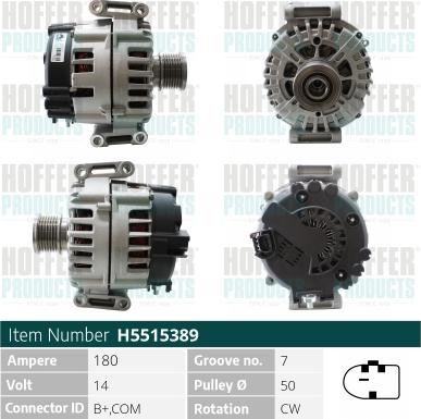 Hoffer H5515389 - Генератор autospares.lv