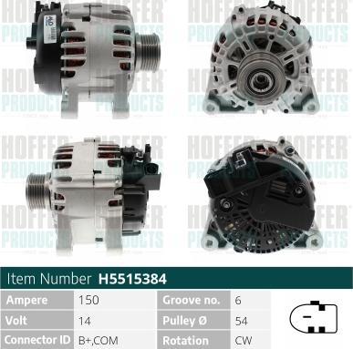 Hoffer H5515384 - Генератор autospares.lv