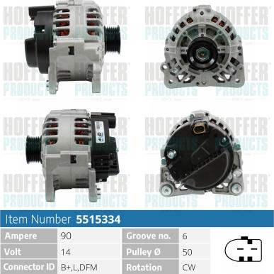 Hoffer H5515334 - Генератор autospares.lv