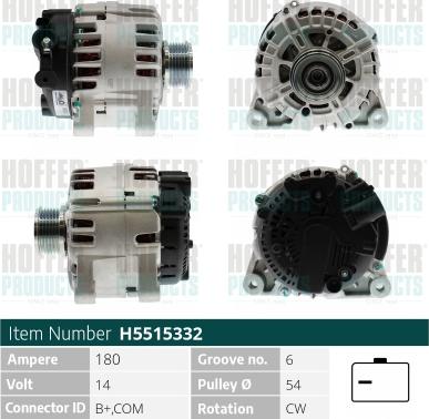 Hoffer H5515332 - Генератор autospares.lv