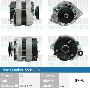 Hoffer H5515298 - Генератор autospares.lv