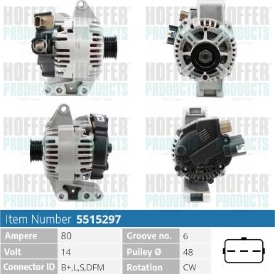 Hoffer H5515297 - Генератор autospares.lv