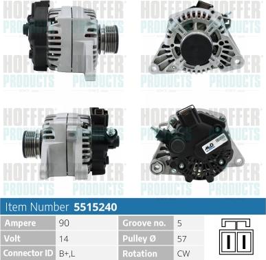 Hoffer H5515240 - Генератор autospares.lv