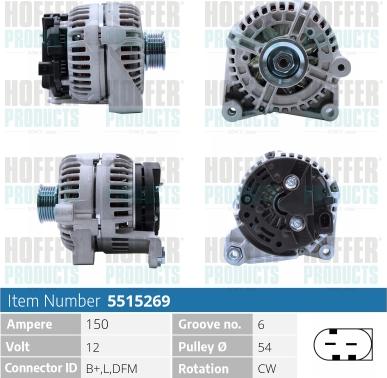 Hoffer H5515269 - Генератор autospares.lv