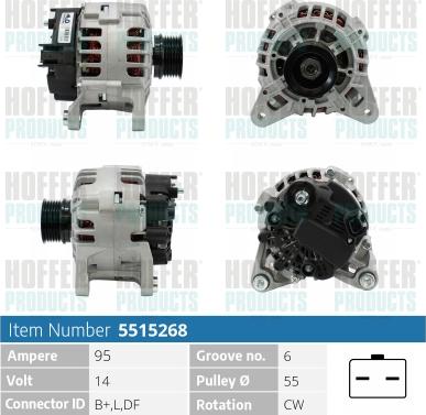 Hoffer H5515268 - Генератор autospares.lv