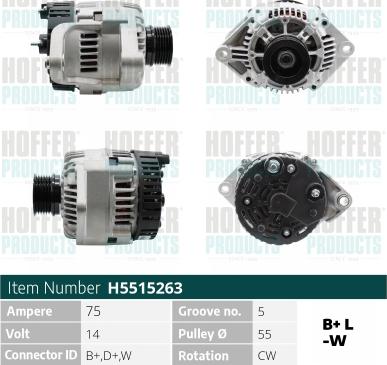 Hoffer H5515263 - Генератор autospares.lv