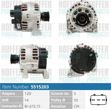 Hoffer H5515203 - Генератор autospares.lv