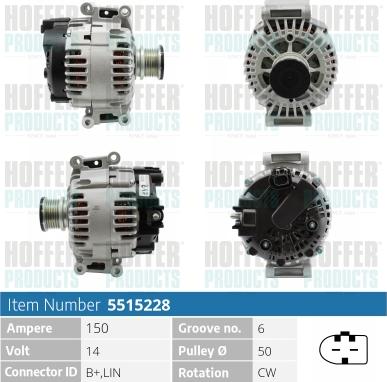 Hoffer H5515228 - Генератор autospares.lv