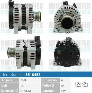 Hoffer H5510453 - Генератор autospares.lv