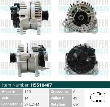 Hoffer H5510487 - Генератор autospares.lv