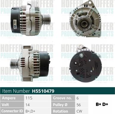 Hoffer H5510479 - Генератор autospares.lv