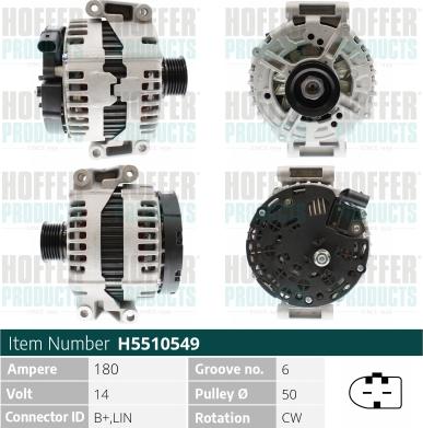 Hoffer H5510549 - Генератор autospares.lv