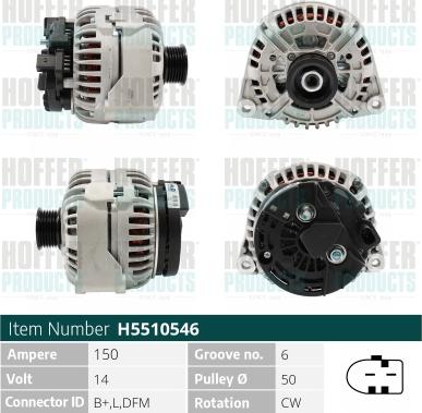 Hoffer H5510546 - Генератор autospares.lv