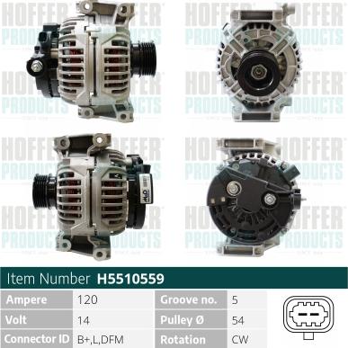 Hoffer H5510559 - Генератор autospares.lv