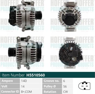 Hoffer H5510560 - Генератор autospares.lv