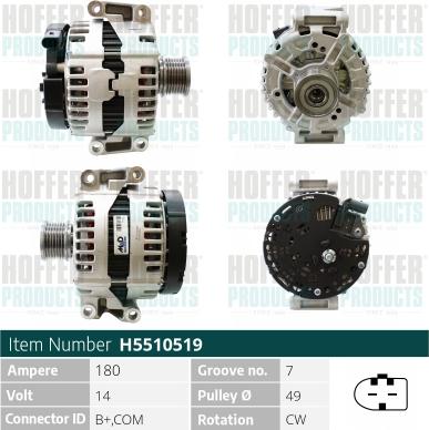 Hoffer H5510519 - Генератор autospares.lv