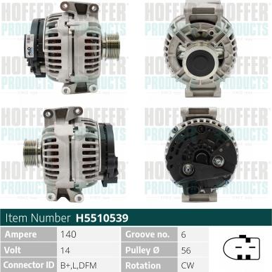 Hoffer H5510539 - Генератор autospares.lv