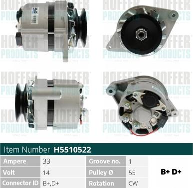 Hoffer H5510522 - Генератор autospares.lv