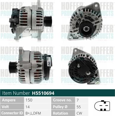 Hoffer H5510694 - Генератор autospares.lv