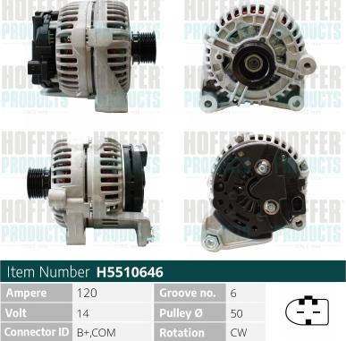 Hoffer H5510646 - Генератор autospares.lv