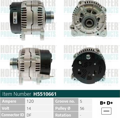 Hoffer H5510661 - Генератор autospares.lv