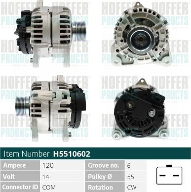 Hoffer H5510602 - Генератор autospares.lv