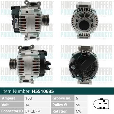 Hoffer H5510635 - Генератор autospares.lv