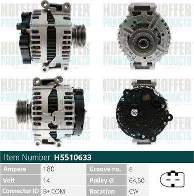 Hoffer H5510633 - Генератор autospares.lv