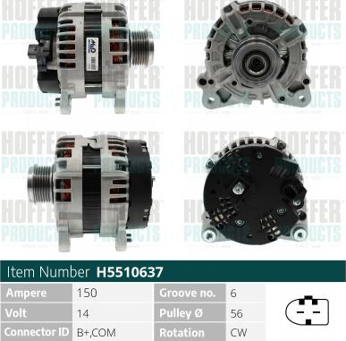 Hoffer H5510637 - Генератор autospares.lv