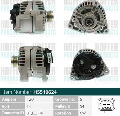 Hoffer H5510624 - Генератор autospares.lv