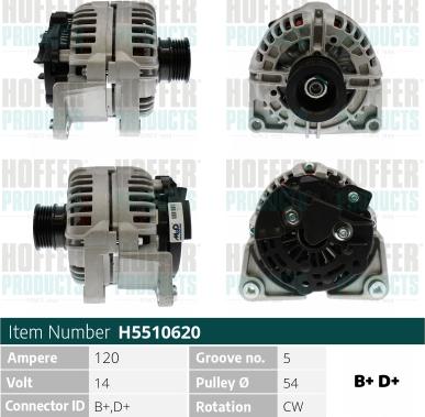 Hoffer H5510620 - Генератор autospares.lv